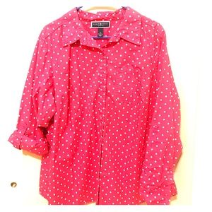 Shirt 1X pink with white dots